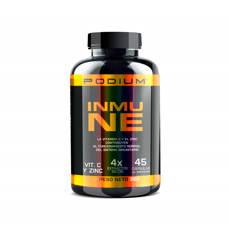 Suplemento inmunológico con Vitamina C + Zinc + Extractos | 45 cápsulas | Inmune Podium